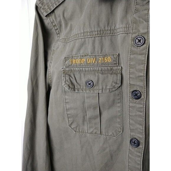 Forever 21 Olive Green Button Front Long Sleeve Army Shacket. Size S - Picture 3 of 12